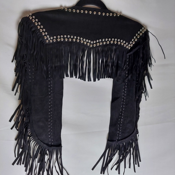 Unk Black Fringe Vest with Silver Studs - Picture 2 of 4